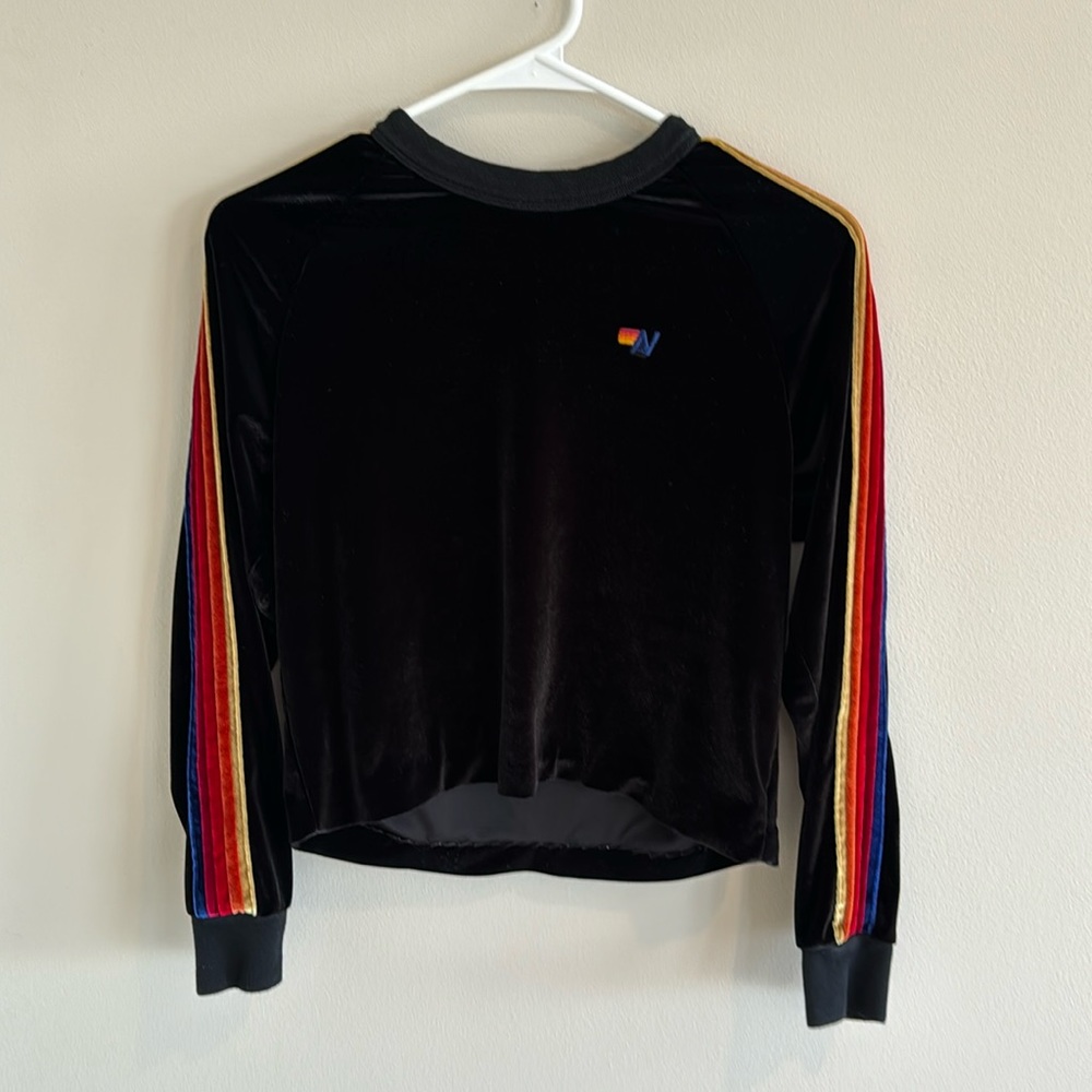 Aviator nation velvet velour sweatshirt top xs